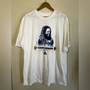 RARE Adidas Cobi Jones LA Galaxy Soccer 12 Years Of Memories T Shirt L *FLAW*